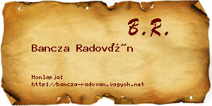 Bancza Radován névjegykártya